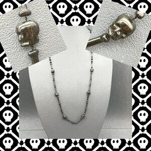 Gothic Skull Bead Necklace 23 In Bones Halloween Spooky Black Acrylic Punk Emo